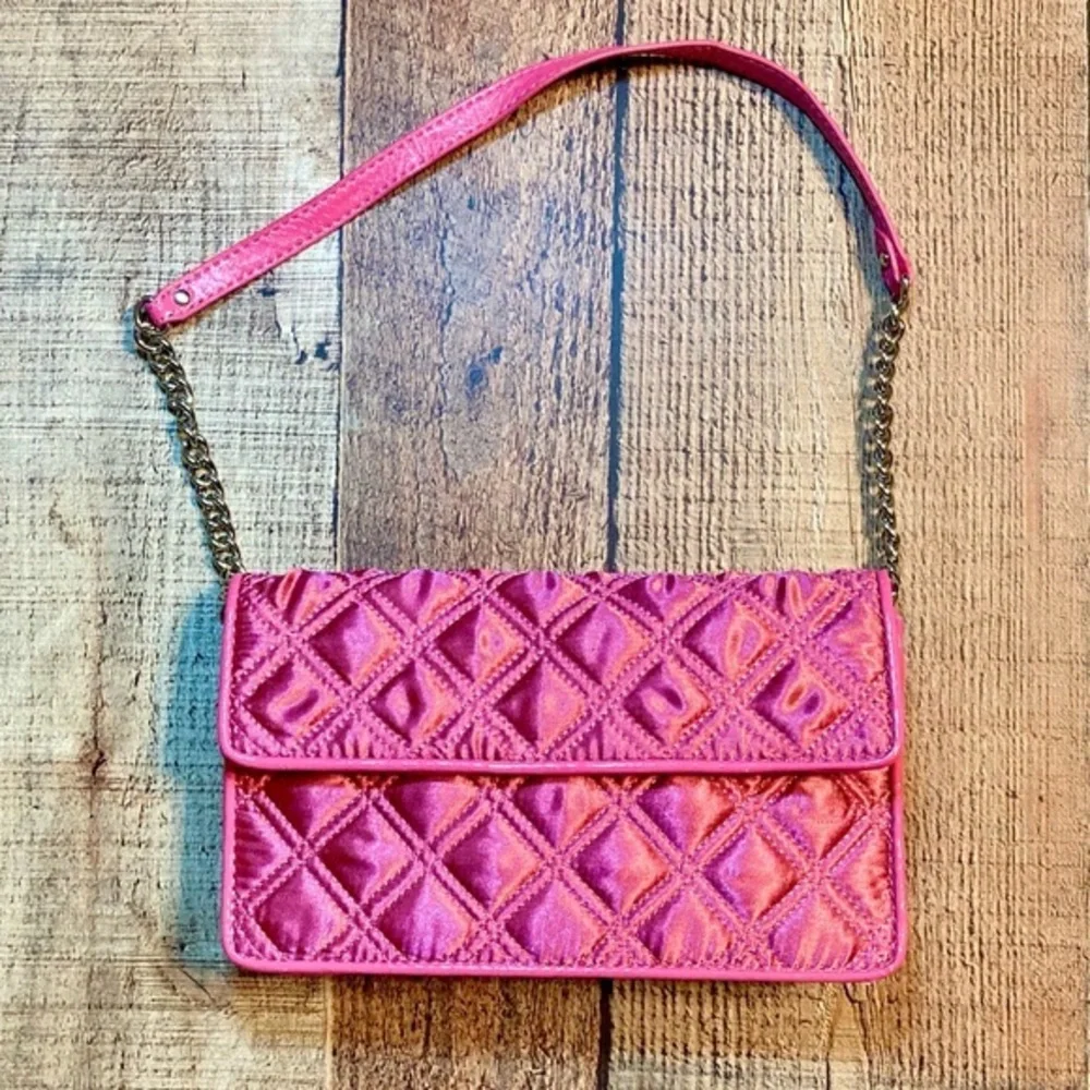 Y2K The‎ Limited Hot Pink Quilted Satin Patent Shoulder Bag Clutch on Chain